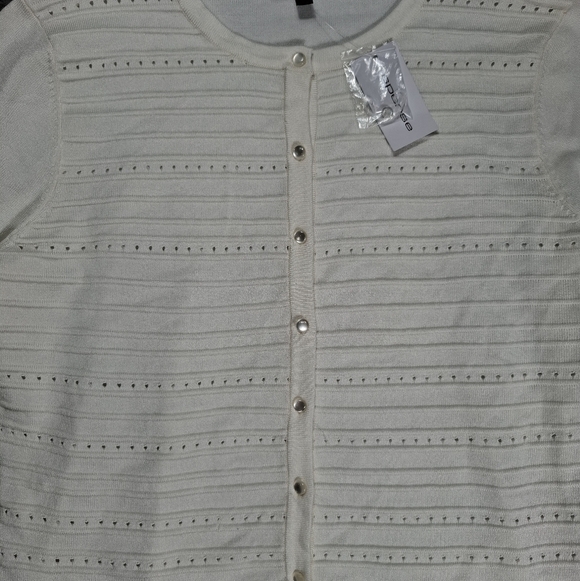 Spense light sweater women size XL color Ivory buttons front 3/4 sleeves New - Picture 3 of 9